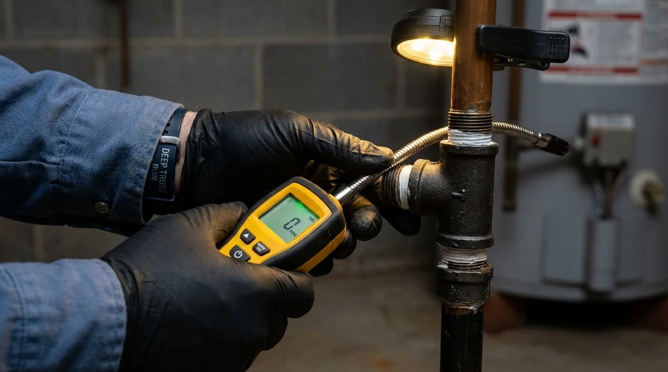 Gas leak detection with electronic sniffer by Johns Plumbing LLC in Guntown
